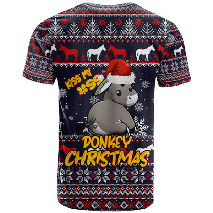 Funny Donkeys Christmas T-Shirt Merry Kissmyass Graphic Tee