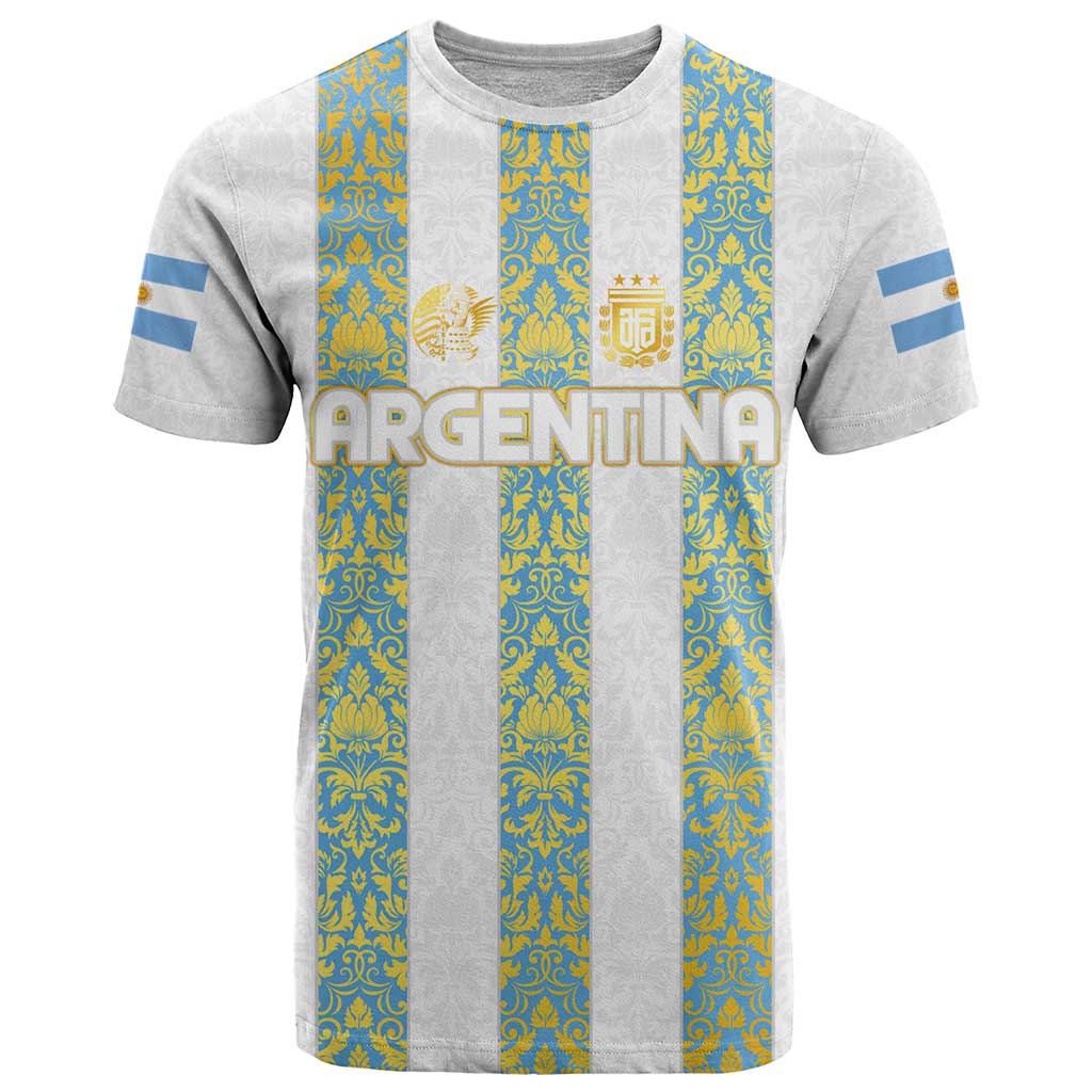 Argentina Football 2024 T-Shirt The White and Sky Blue Graphic Tee
