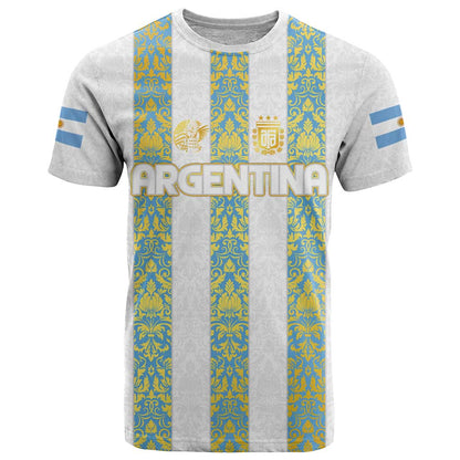 Argentina Football 2024 T-Shirt The White and Sky Blue Graphic Tee
