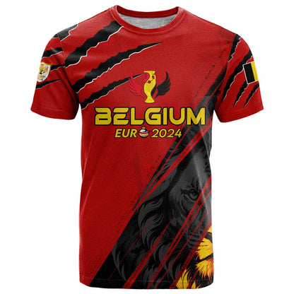 Personalized Belgium Football 2024 T-Shirt Trophy Wing Style Graphic Tee