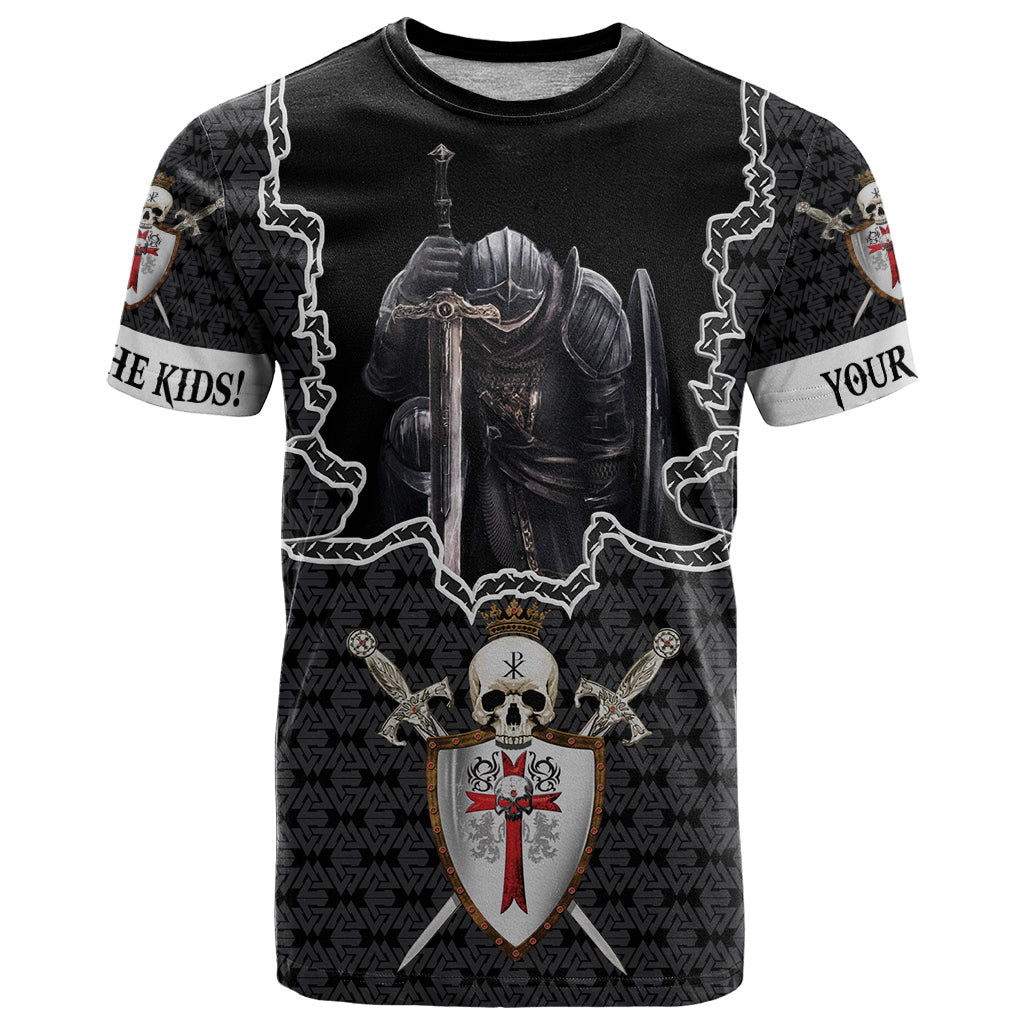 Personalised Knights Templar Warrior Skull T-Shirt Graphic Tee