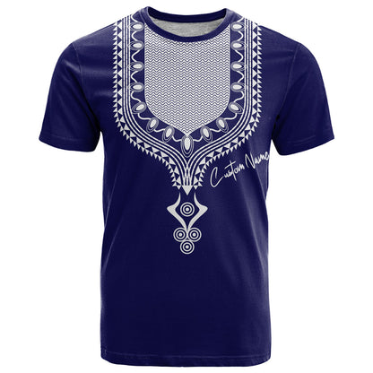 Printed Dashiki African T-Shirt Blue Graphic Tee
