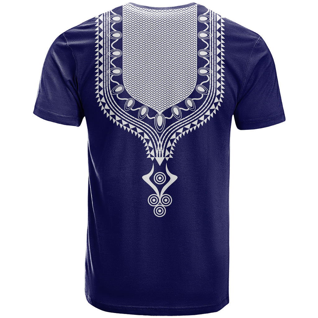 Printed Dashiki African T-Shirt Blue Graphic Tee