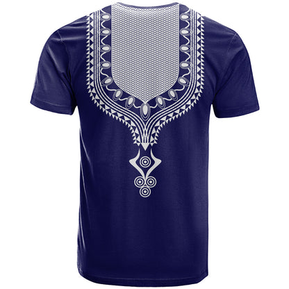 Printed Dashiki African T-Shirt Blue Graphic Tee