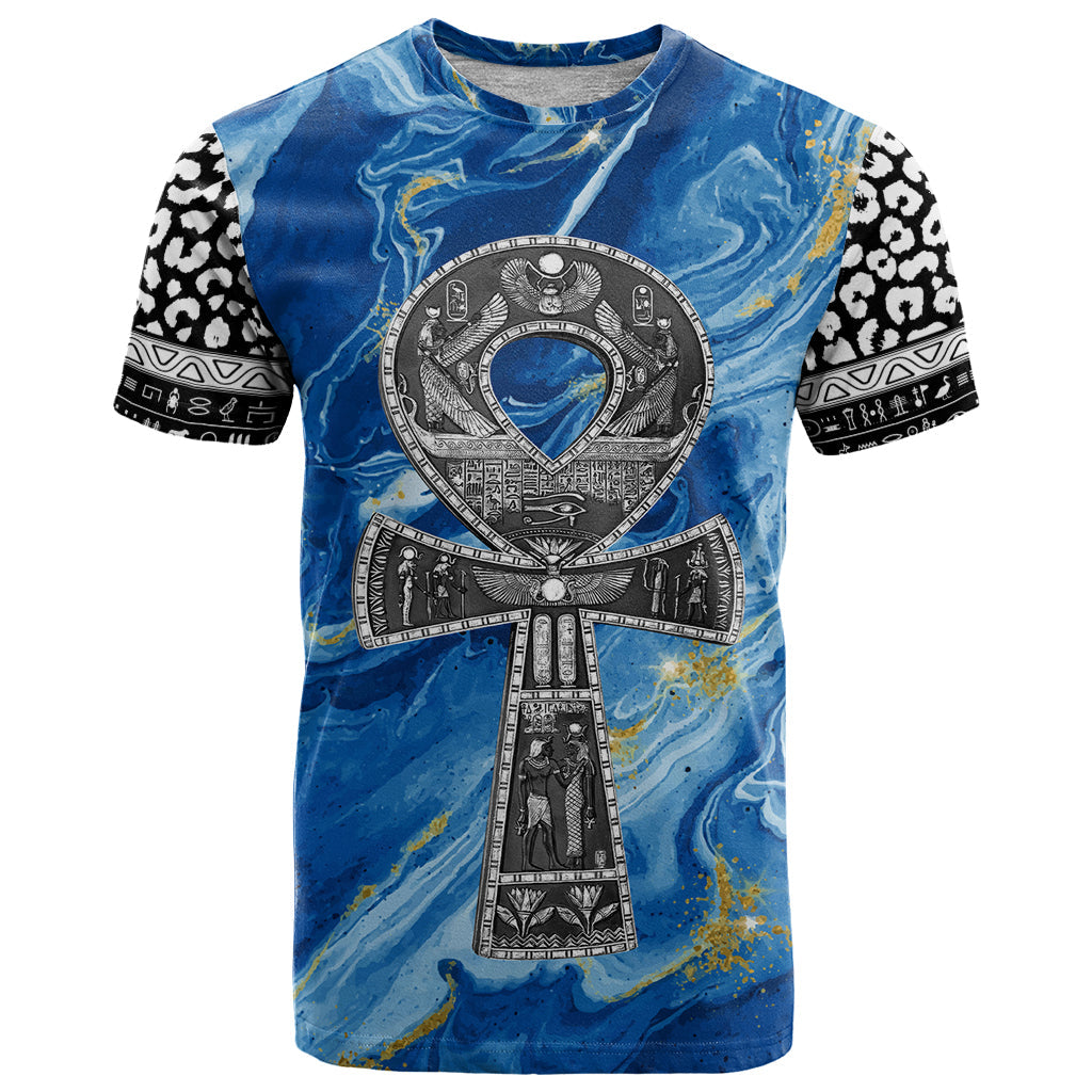 Ankh On Blue T-Shirt Pan African Graphic Tee