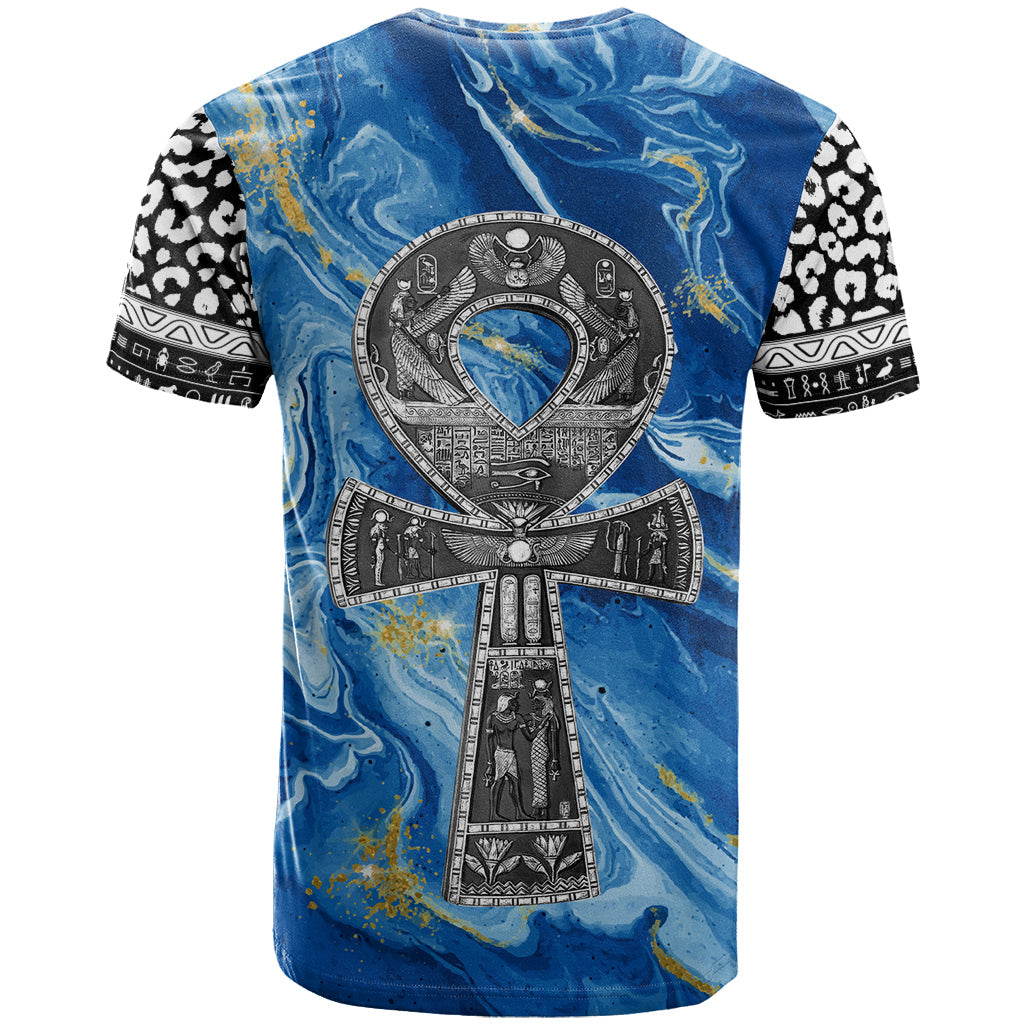Ankh On Blue T-Shirt Pan African Graphic Tee