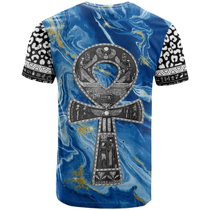 Ankh On Blue T-Shirt Pan African Graphic Tee