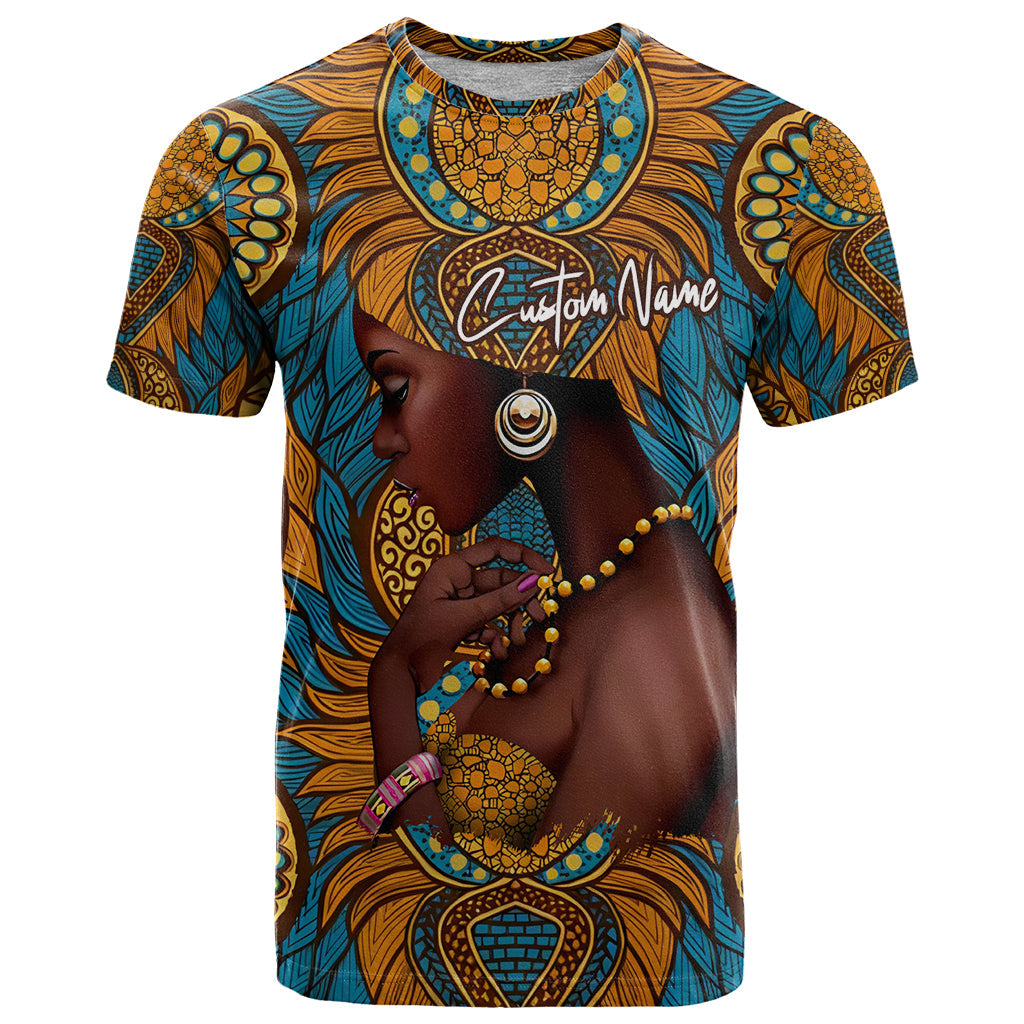 Personalized Black Girl Flora T-Shirt African Women Graphic Tee