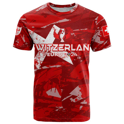 Personalized Switzerland Football 2024 T-Shirt Trophy Wing Style Graphic Tee