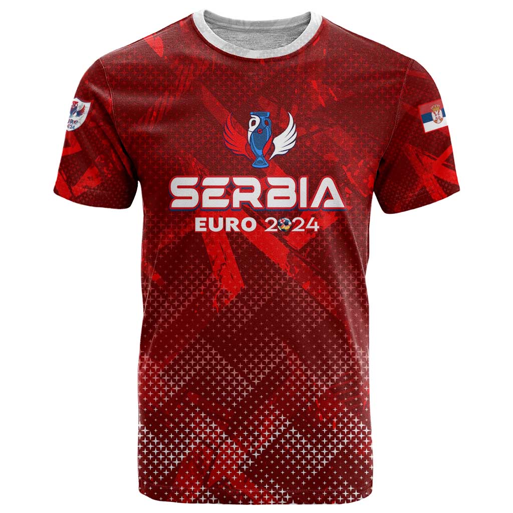 Personalized Serbia Football 2024 T-Shirt Trophy Wing Style Graphic Tee