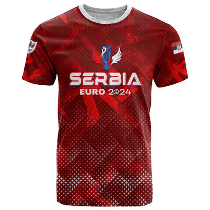 Personalized Serbia Football 2024 T-Shirt Trophy Wing Style Graphic Tee