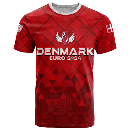 Personalized Denmark Football 2024 T-Shirt Trophy Wing Style Graphic Tee