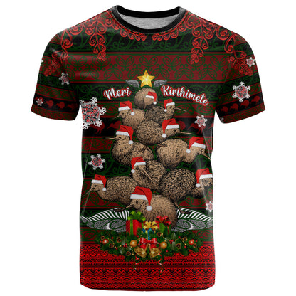 Meri Kirihimete New Zealand T-Shirt Christmas Kiwi Maori Graphic Tee