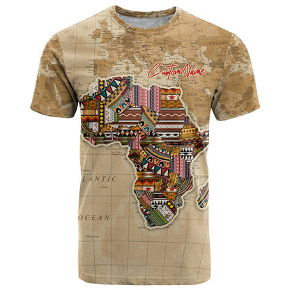 Personalized Africa On World Map T-Shirt Graphic Tee