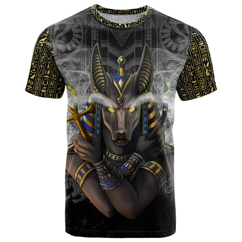 Anubis T-Shirt Egypt Pattern Black Graphic Tee