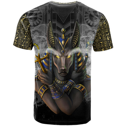 Anubis T-Shirt Egypt Pattern Black Graphic Tee