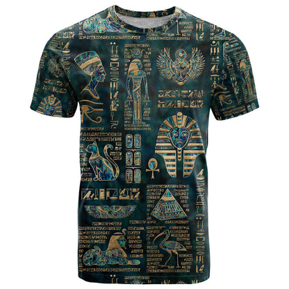 Egyptian Hieroglyphs And Deities T-Shirt Graphic Tee