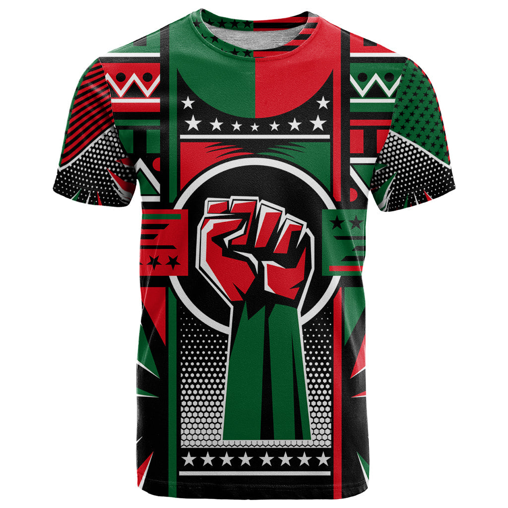 Power Fist And Patterns In Pan African T-Shirt Graphic Tee