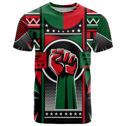 Power Fist And Patterns In Pan African T-Shirt Graphic Tee