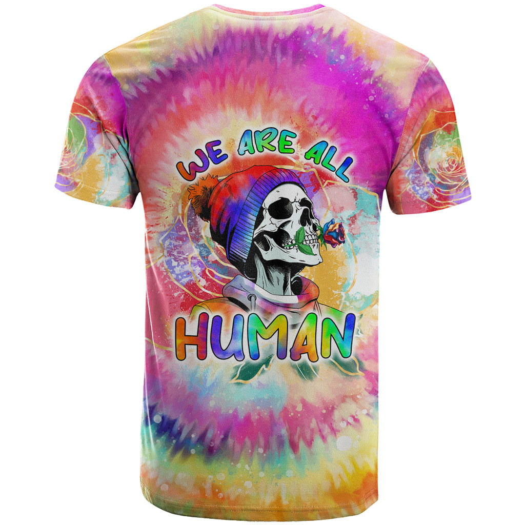 We Are All Human LGBT T-Shirt Skull Tie Dye Graphic Tee
