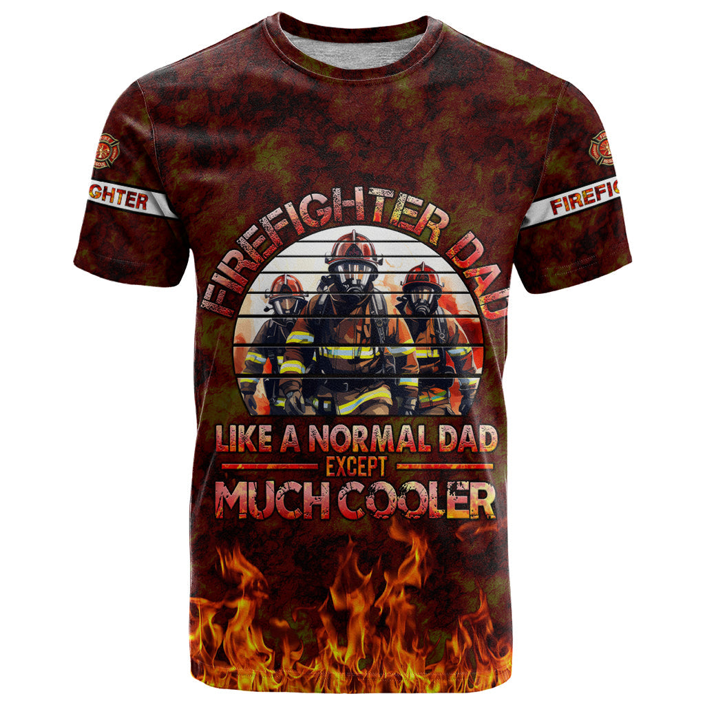 Father and Kids Firefighter T-Shirt Like A Normal Dad Graphic Tee