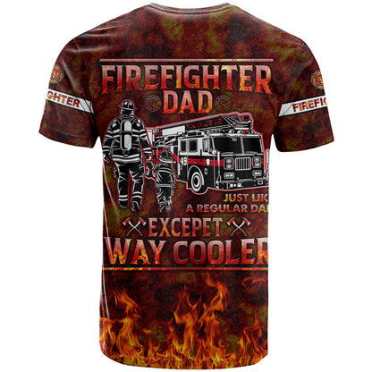 Father and Kids Firefighter T-Shirt Like A Normal Dad Graphic Tee