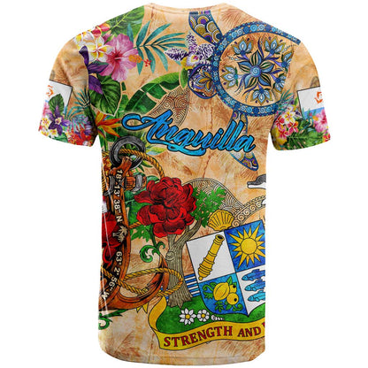 Anguilla T-Shirt Geographic Coordinate Anchor - Turlte Tropical Graphic Tee