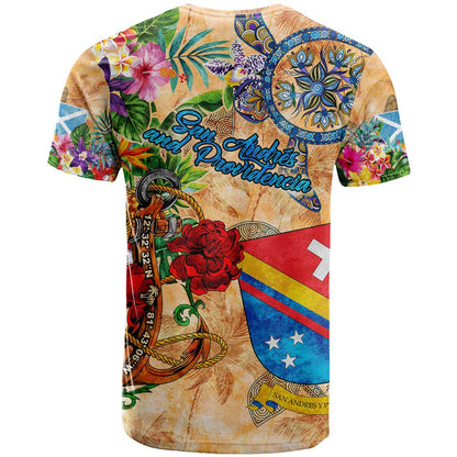 San Andrés and Providencia T-Shirt Geographic Coordinate Anchor - Turlte Tropical Graphic Tee