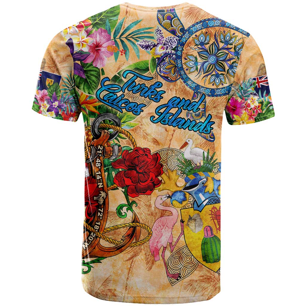 Turks and Caicos Islands T-Shirt Geographic Coordinate Anchor - Turlte Tropical Graphic Tee