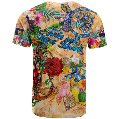 Turks and Caicos Islands T-Shirt Geographic Coordinate Anchor - Turlte Tropical Graphic Tee
