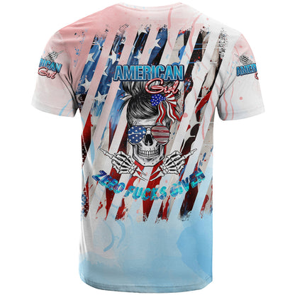 Skull Girl T-Shirt Never Fck Given Graphic Tee