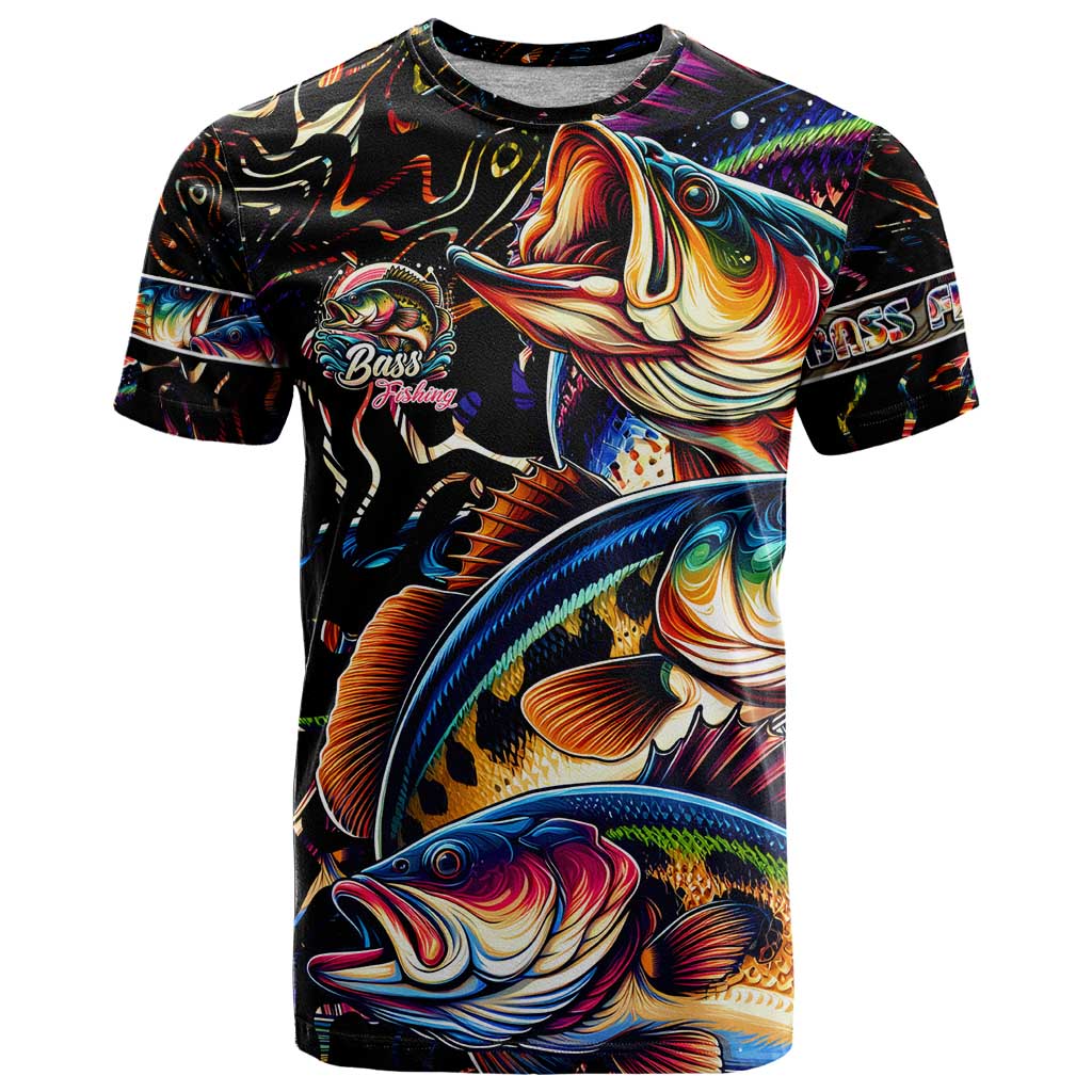 Peacock Bass Fishing T-Shirt Waves Art Graphic Tee