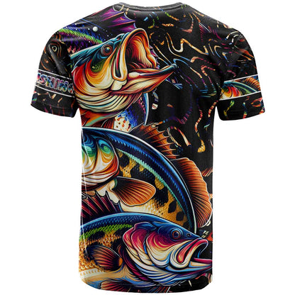 Peacock Bass Fishing T-Shirt Waves Art Graphic Tee