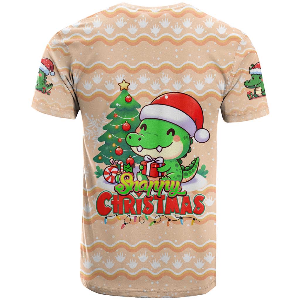 Crocodile Snappy Christmas T-Shirt Cute Alligator Holiday Tree Cartoon Design Graphic Tee