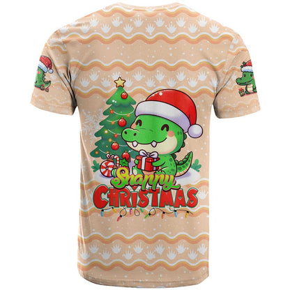 Crocodile Snappy Christmas T-Shirt Cute Alligator Holiday Tree Cartoon Design Graphic Tee