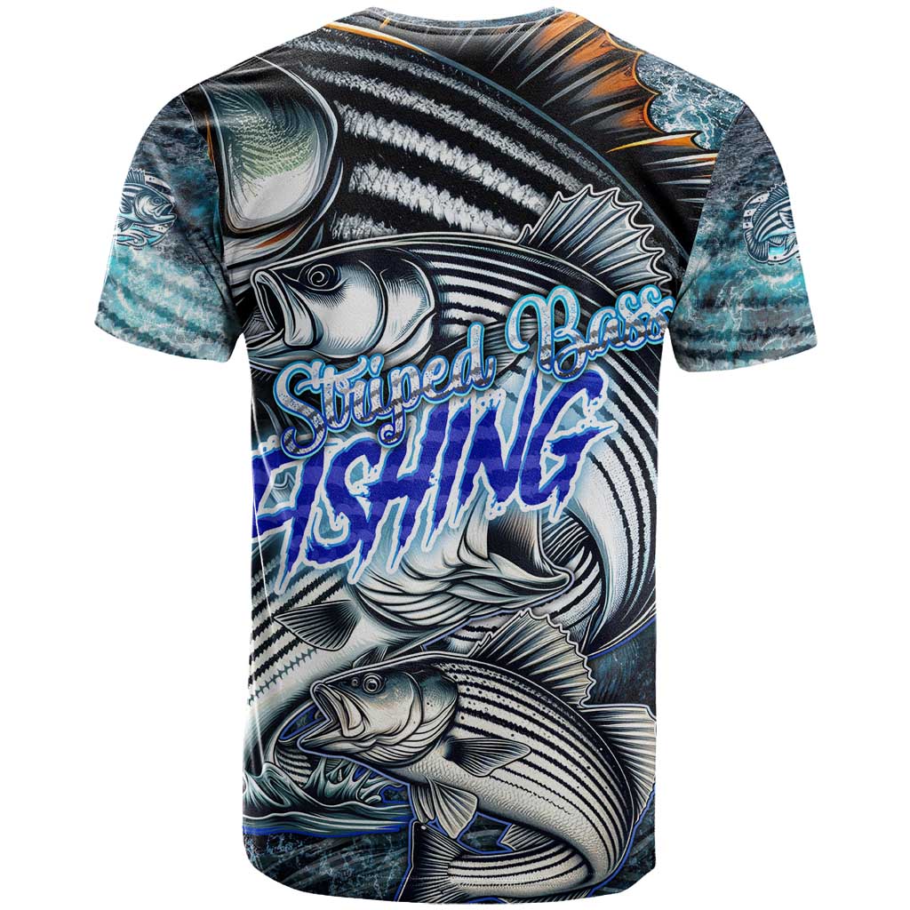 Striped Bass Fishing T-Shirt Bold Ocean Angler Design Graphic Tee
