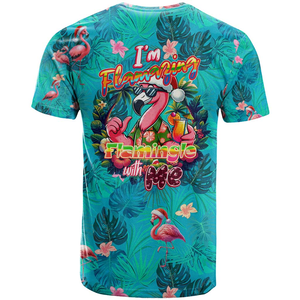 Tropical Flamingo Christmas T-Shirt Shaka Shaka Will You Drink With Me Graphic Tee