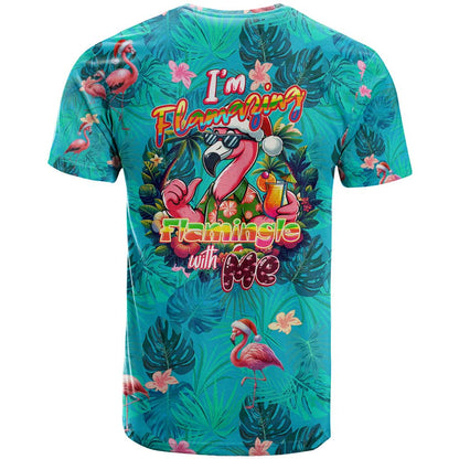 Tropical Flamingo Christmas T-Shirt Shaka Shaka Will You Drink With Me Graphic Tee