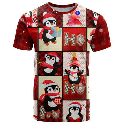Cute Christmas Penguin T-Shirt Cozy Winter Ho Ho Ho Holiday Fun Graphic Tee