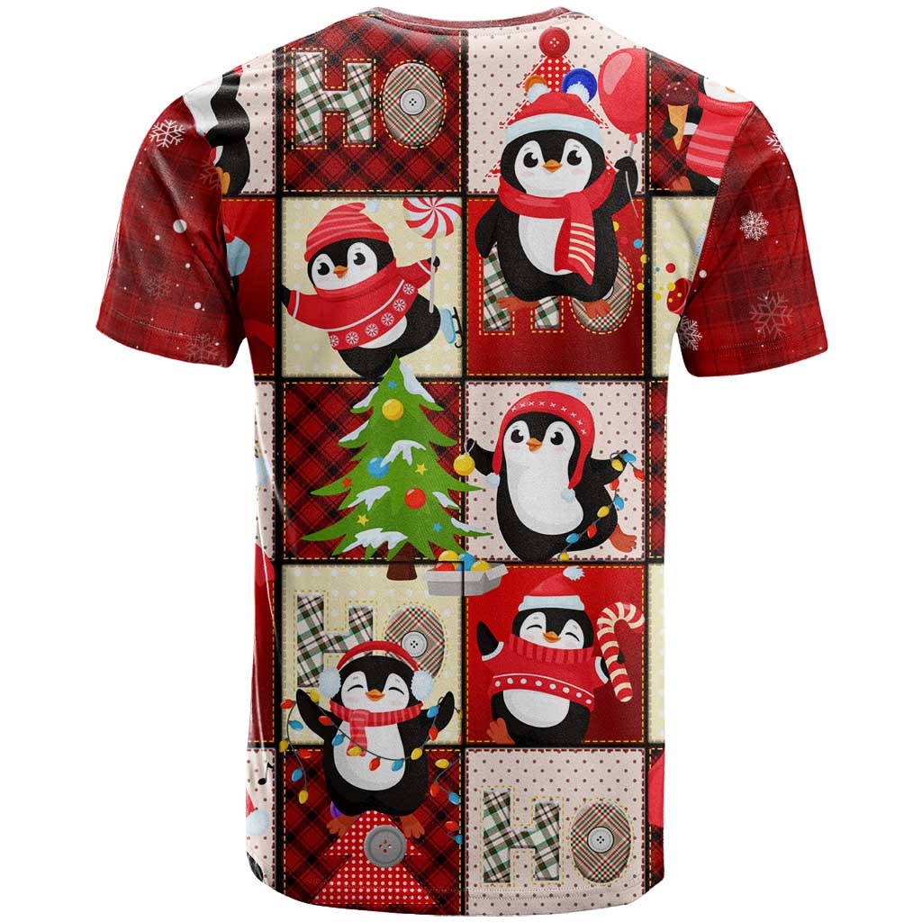 Cute Christmas Penguin T-Shirt Cozy Winter Ho Ho Ho Holiday Fun Graphic Tee