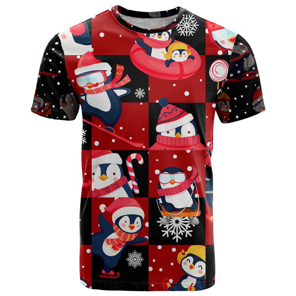 Penguin Winter Sports Christmas T-Shirt Cute Holiday Ski Snow Fun Graphic Tee