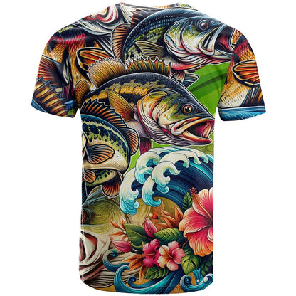 Bass Fishing T-Shirt Tropical Explosion Angler Design Graphic Tee