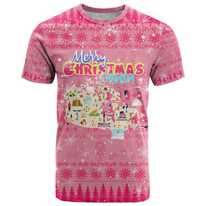 Merry Christmas Canada T-Shirt Xmas Travel Map Graphic Tee