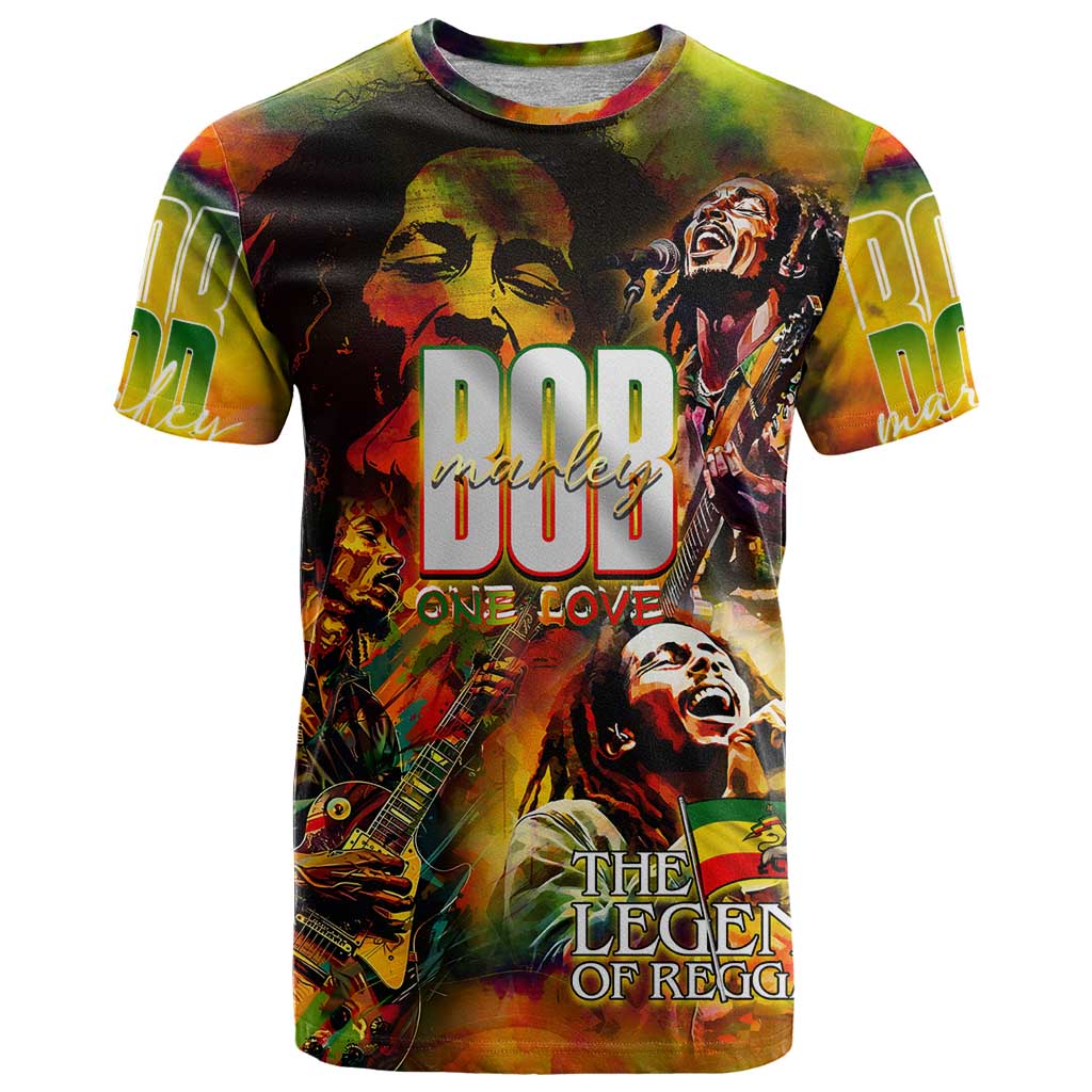 The Legend of Reggae T-Shirt Bob One Love Colorful Art Graphic Tee