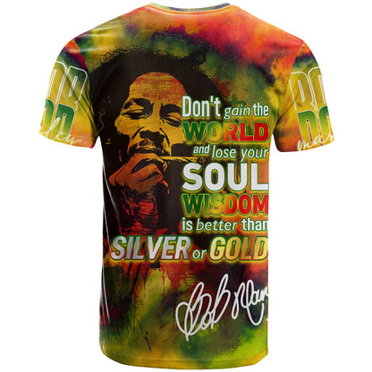 The Legend of Reggae T-Shirt Bob One Love Colorful Art Graphic Tee