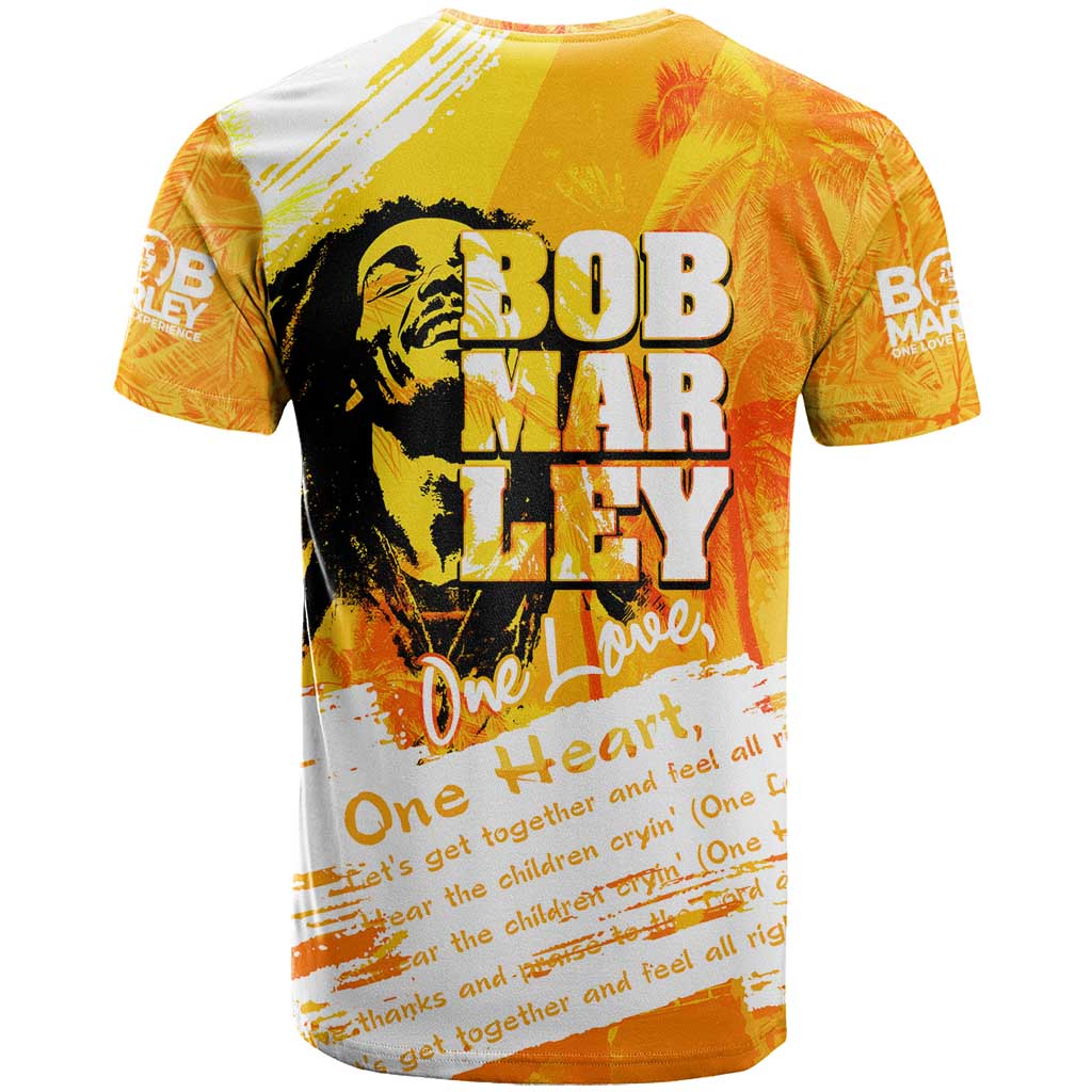 Legend Bob Reggae T-Shirt One Love One Heart Tropical Leaf Graphic Tee