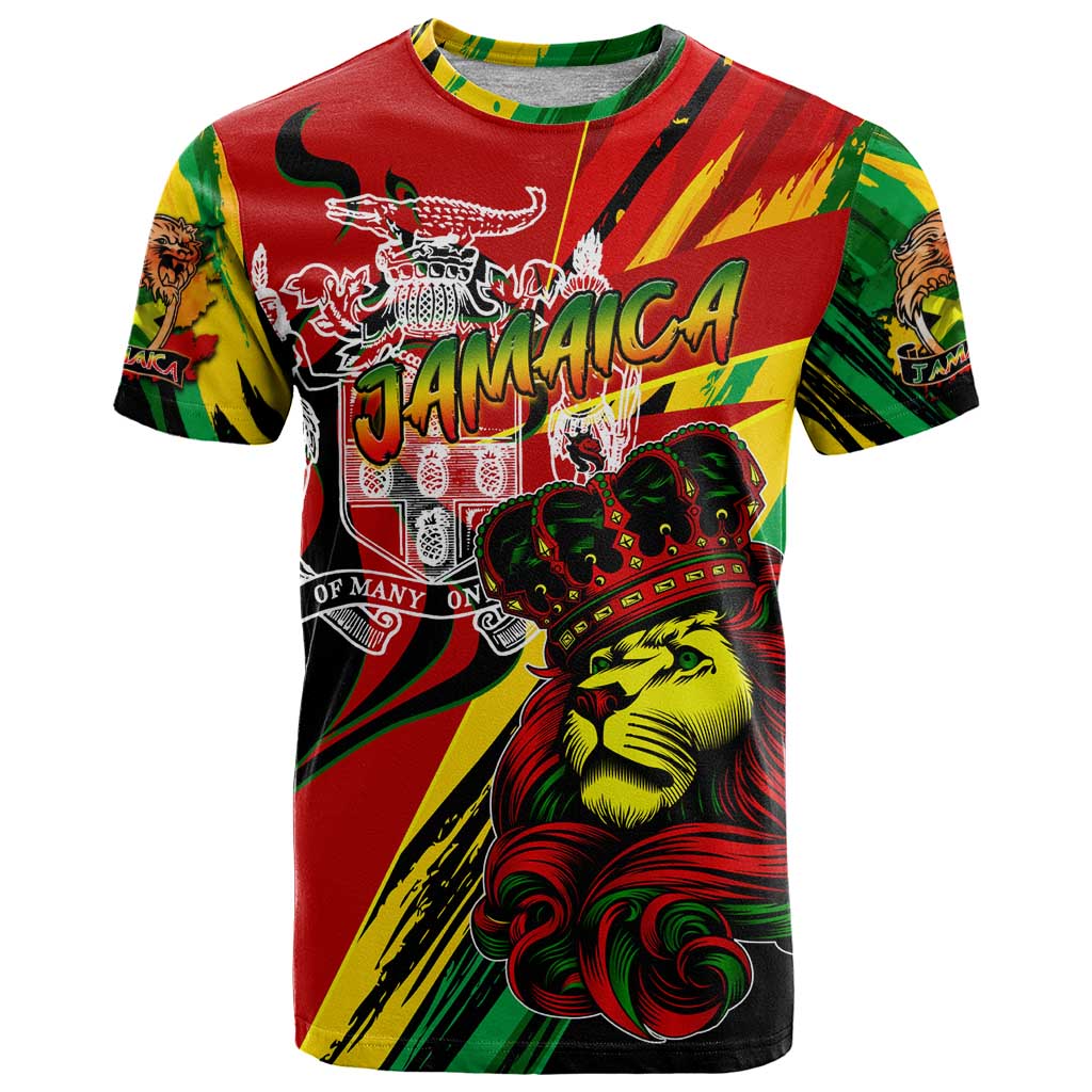 Jamaica Lion T-Shirt Coat Of Arms Rastafarianism Graphic Tee