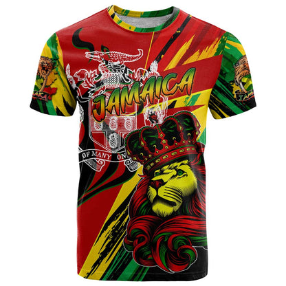 Jamaica Lion T-Shirt Coat Of Arms Rastafarianism Graphic Tee