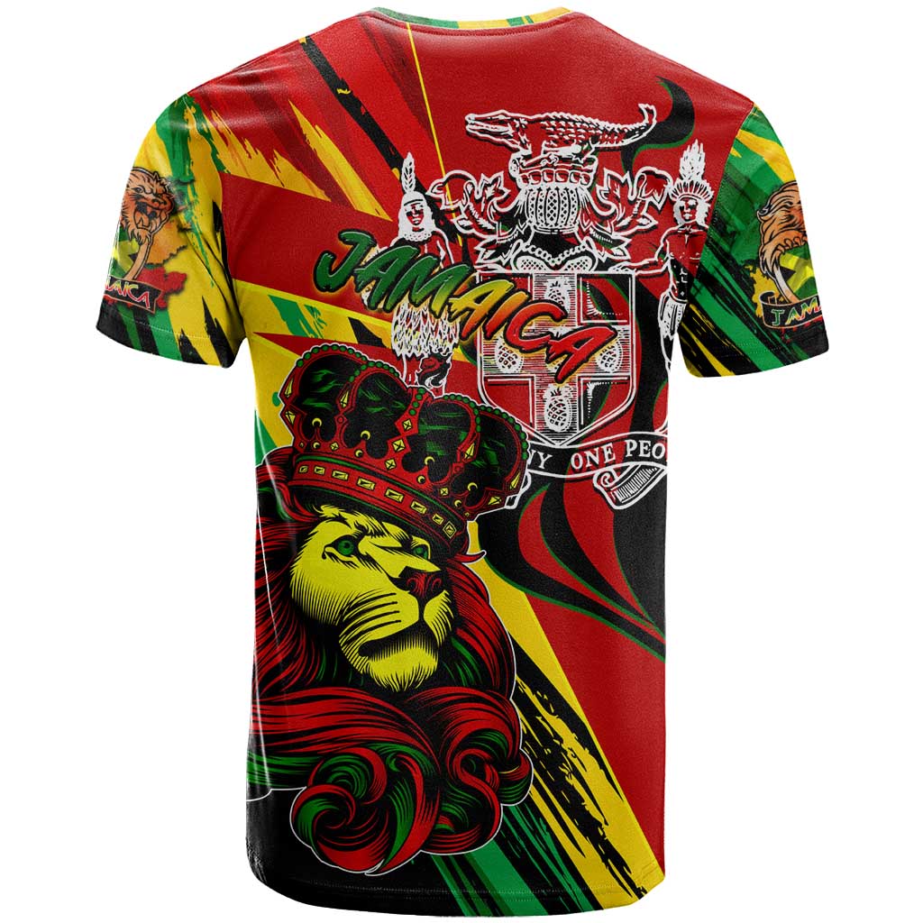 Jamaica Lion T-Shirt Coat Of Arms Rastafarianism Graphic Tee