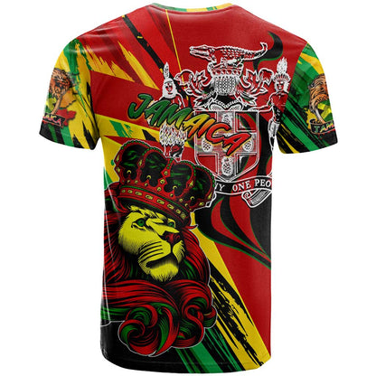 Jamaica Lion T-Shirt Coat Of Arms Rastafarianism Graphic Tee